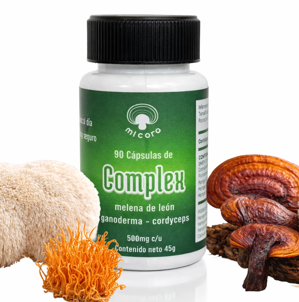 Complex en Cápsulas | Cordyceps - Ganoderma - Melena de León - Cola de Pavo